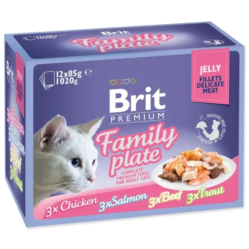 Kapsička Brit Premium Cat Delicate Family Plate, filety v želé Multi 1020g (12x85g)