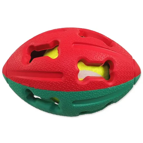 Lopta Dog Fantasy gumové rugby s tenisákom mix farieb 12,5cm