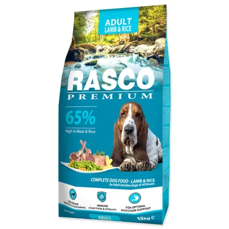 Krmivo Rasco Premium Adult jahňacie s ryžou 15kg