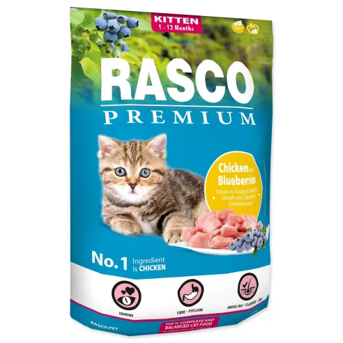 Krmivo Rasco Premium Kitten kura s čučoriedkou 0,4kg