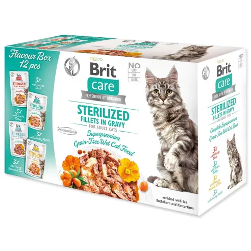 Kapsička Brit Care Cat Flavour box Sterilized filety v omáčke Multi 12x85g