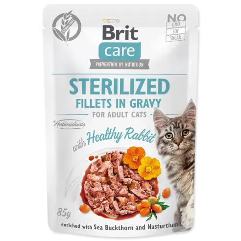 Kapsička Brit Care Cat Sterilized králik, filety v omáčke 85g