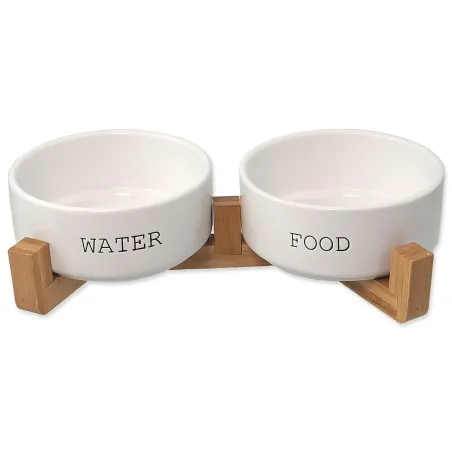 Set Dog Fantasy kerámia tálak állvánnyal fehér 2x 13x5,5cm, 400ml