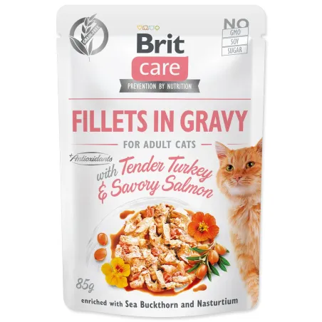 Kapsička Brit Care Cat morka a losos, filety v omáčke 85g