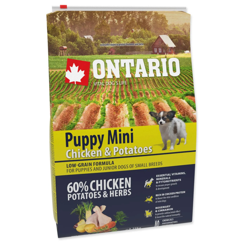 Ontario Puppy Mini Csirke & Burgonya 2,25kg kutyatáp