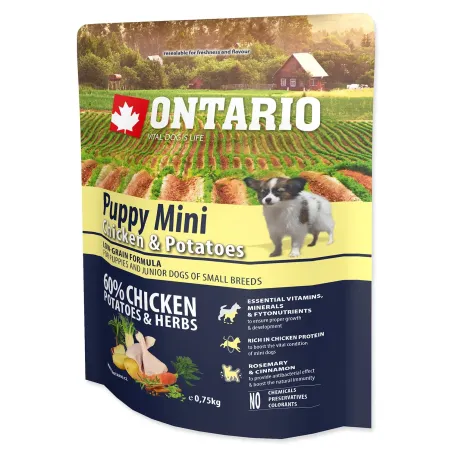 Ontario Puppy Mini csirke & burgonya 0,75kg kutyaeledel
