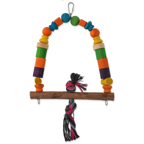 Játék Bird Jewel fa hinta csomóval, színes, 32cm