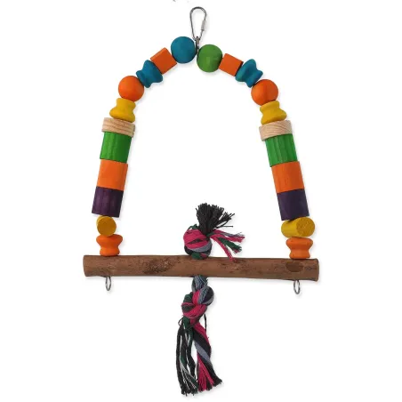 Játék Bird Jewel fa hinta csomóval, színes, 32cm