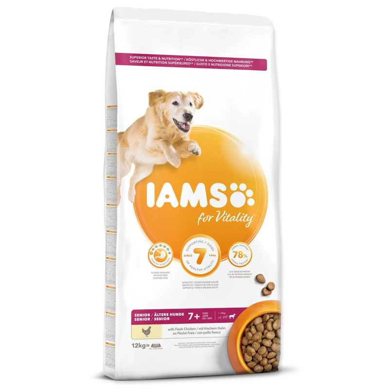IAMS Dog Senior Large Csirke 12kg kutyaeledel