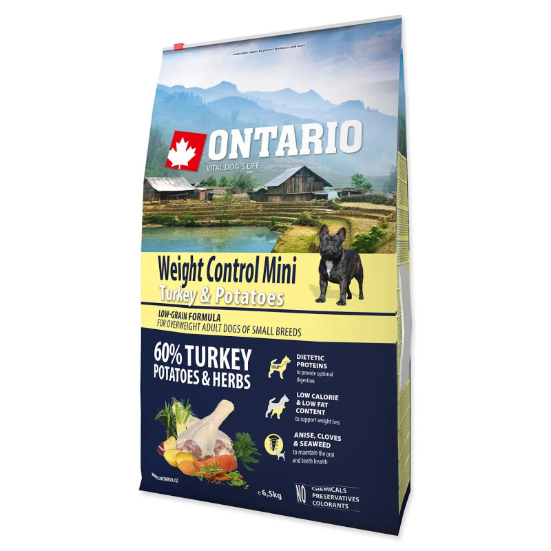 Ontario Mini Weight Control Turkey & Potatoes 6,5kg kutyatáp