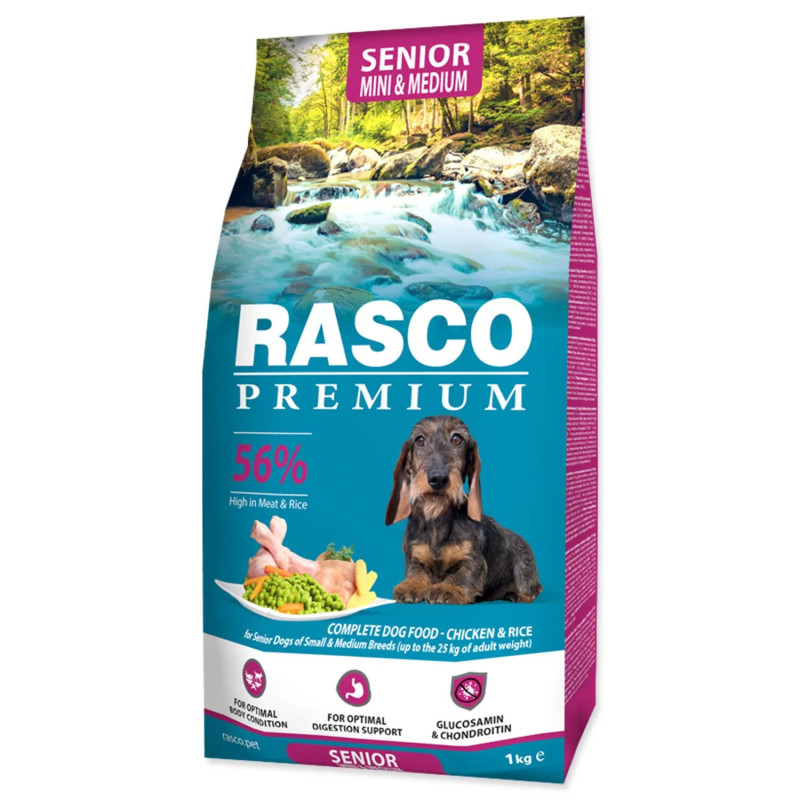 Rasco Premium Senior Mini & Medium csirke rizzsel 1kg