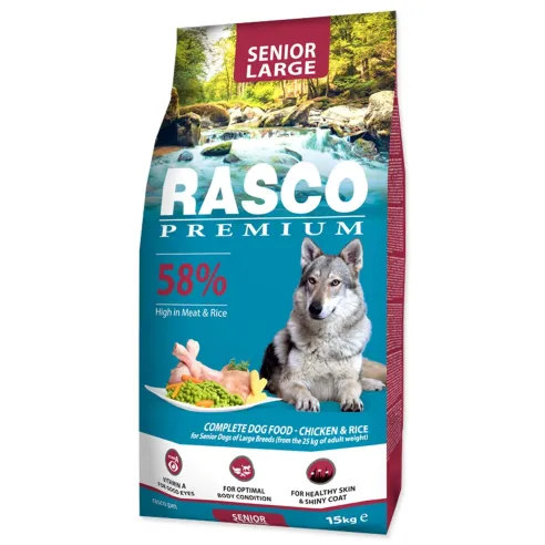 Krmivo Rasco Premium Senior Large kura s ryžou 15kg