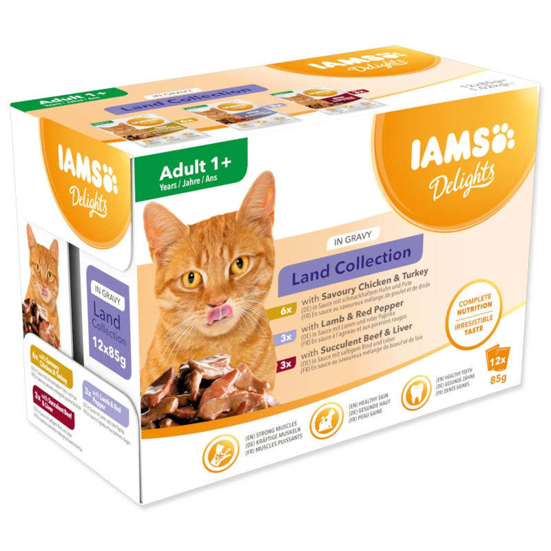 IAMS Delights Adult földi hús szószban multipack 1020g (12x85g)