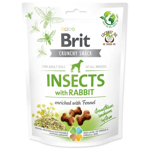 Pochúťka Brit Care Dog Crunchy Cracker Insocts, králik s fenyklom 200g