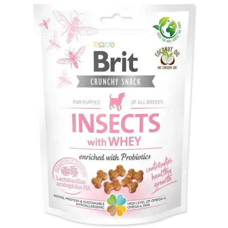 Pochúťka Brit Care Dog Crunchy Cracker Insocts Puppy, srvátka a probiotiká 200g