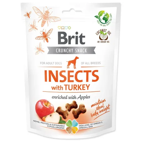 Pochúťka Brit Care Dog Crunchy Cracker Insocts, morka s jablkami 200g