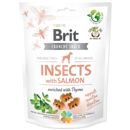 Pochúťka Brit Care Dog Crunchy Cracker Insocts, losos s tymiánom 200g