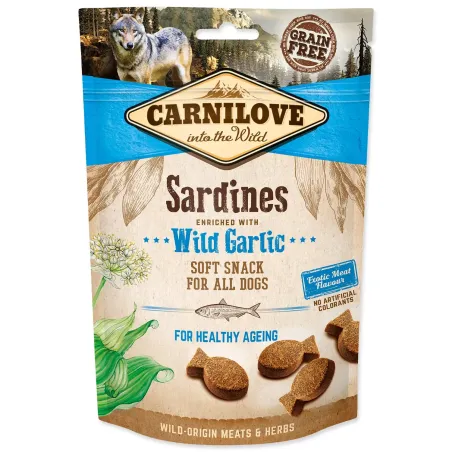 Pochúťka Carnilove Dog Soft Snack sardinky s medvedím cesnakom 200g