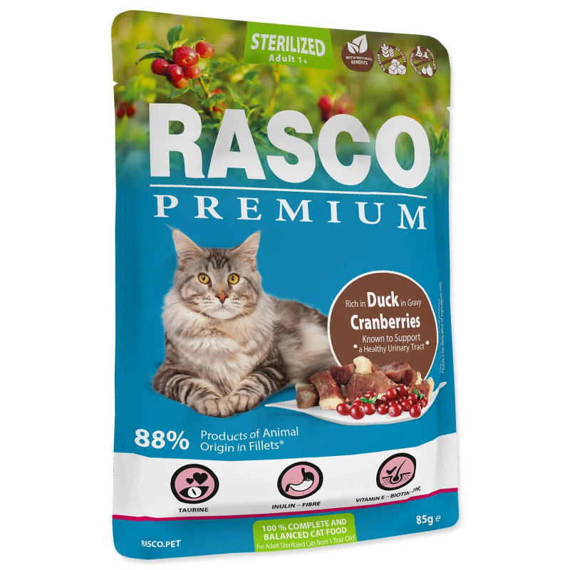 Rasco Premium Sterilized tasak kacsával és áfonyával 85g