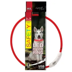 Dog Fantasy LED nylon piros nyakörv 65cm