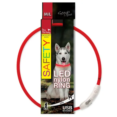 Dog Fantasy LED nylon piros nyakörv 65cm