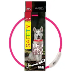 Obojok Dog Fantasy LED nylon rózsaszín 65cm