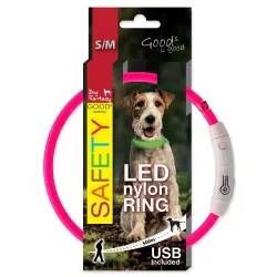 Dog Fantasy LED nyakörv nylon rózsaszín 45cm