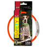 Dog Fantasy LED nylon narancssárga nyakörv 45cm