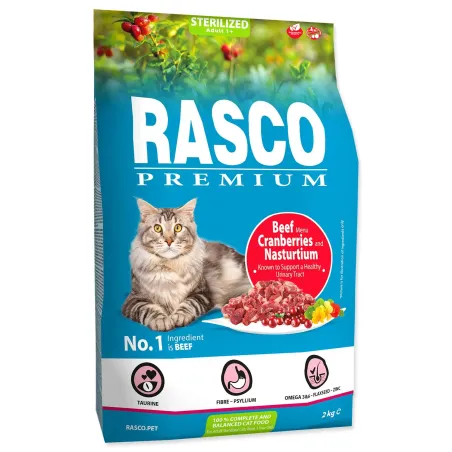 Krmivo Rasco Premium Sterilized hovädzie s brusnicou a kapucínkou 2kg