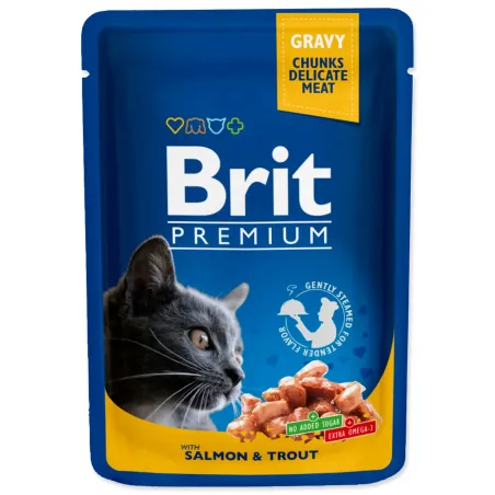 Kapsička Brit Premium Cat losos a pstruh 100g