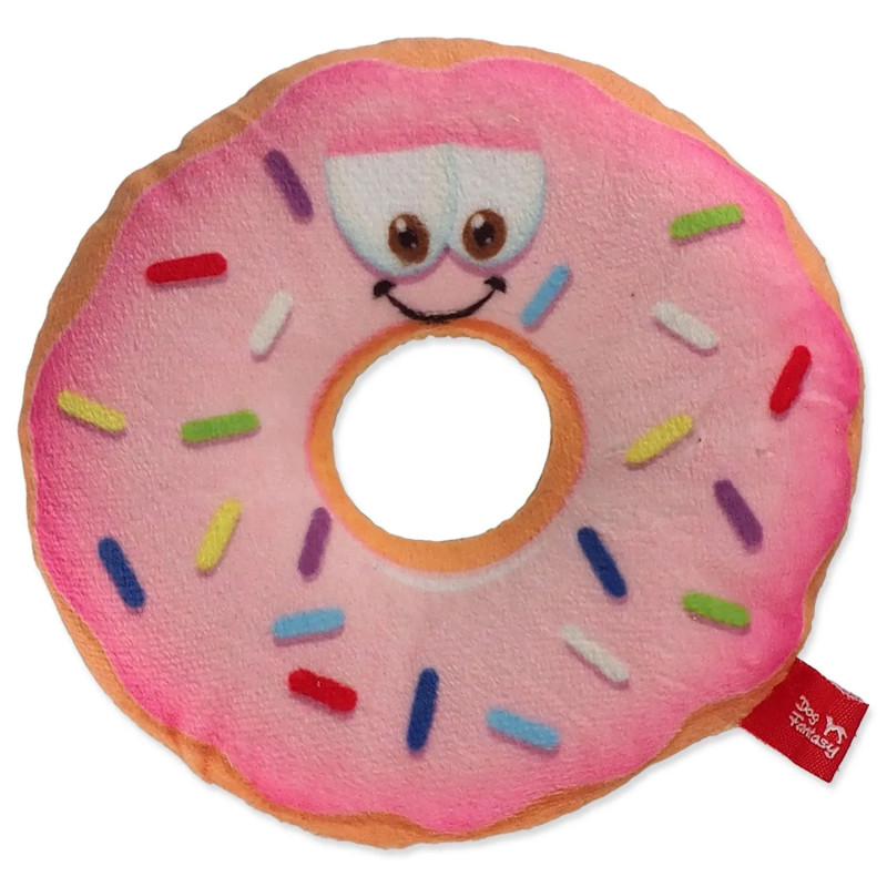 Dog Fantasy játék fánk arccal rózsaszín 12cm