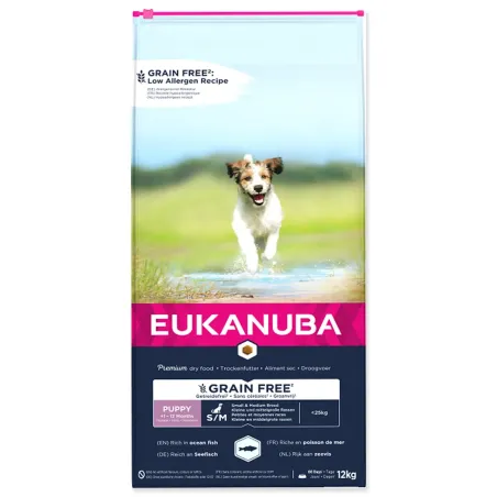 Krmivo EUKANUBA Puppy & Junior Small & Medium Grain Free Ocean Fish 12kg