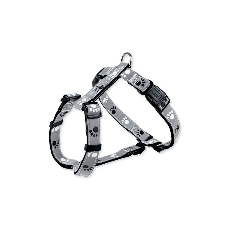 Trixie fényvisszaverő hám mancsokkal fekete-szürke S-M 40-65cmx20mm