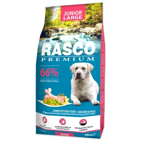 Krmivo Rasco Premium Junior Large kura s ryžou 15kg