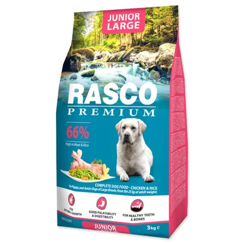 Krmivo Rasco Premium Junior Large kura s ryžou 3kg