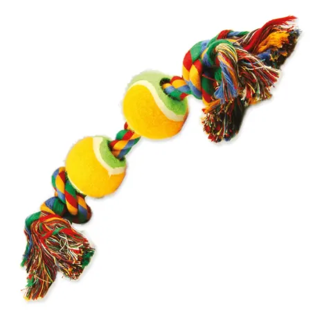 Dog Fantasy színes játék 2 csomóval + 2 teniszlabdával 35cm