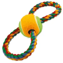 Dog Fantasy játék - színes pamutból készült, teniszlabdás, nyolcas formájú huzakodó 25cm
