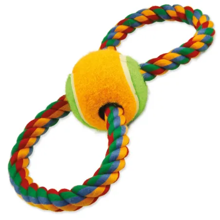 Dog Fantasy játék - színes pamutból készült, teniszlabdás, nyolcas formájú huzakodó 25cm