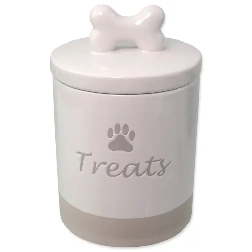 Dóza Dog Fantasy kerámia jutalomfalat tartó fehér fogantyúval 13,5x21,5cm, 1500ml