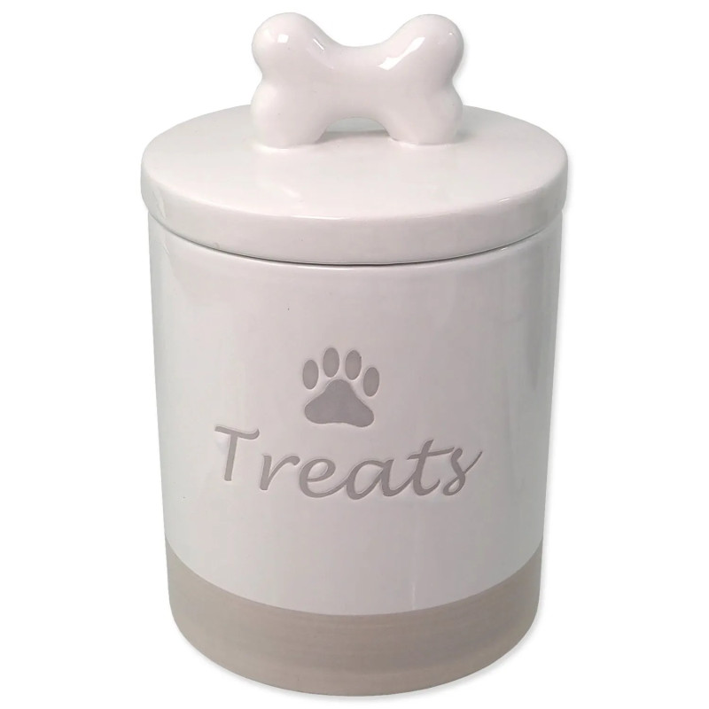 Dóza Dog Fantasy kerámia jutalomfalat tartó fehér fogantyúval 13,5x21,5cm, 1500ml