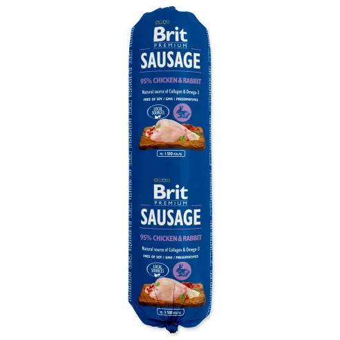 Saláma Brit Sausage kura a králik 800g