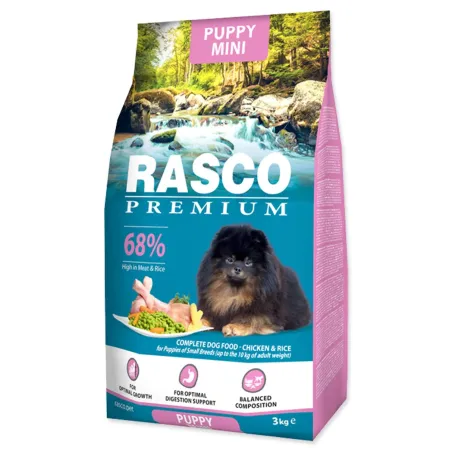 Krmivo Rasco Premium Puppy Mini kura s ryžou 3kg