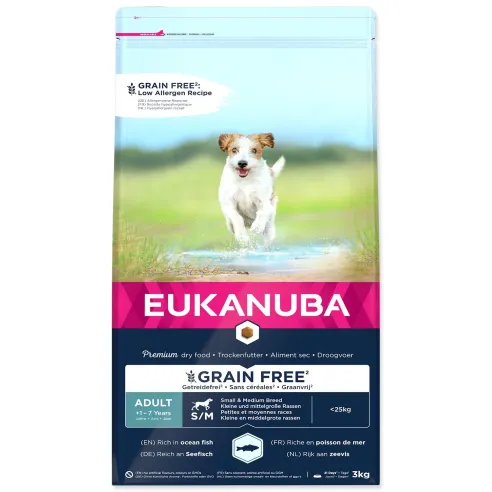 Krmivo EUKANUBA Adult Small & Medium Grain Free Ocean Fish 3kg