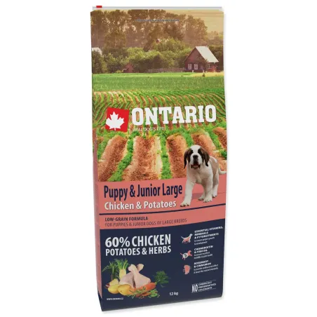 Krmivo Ontario Puppy & Junior Large Chicken & Potatoes 12kg