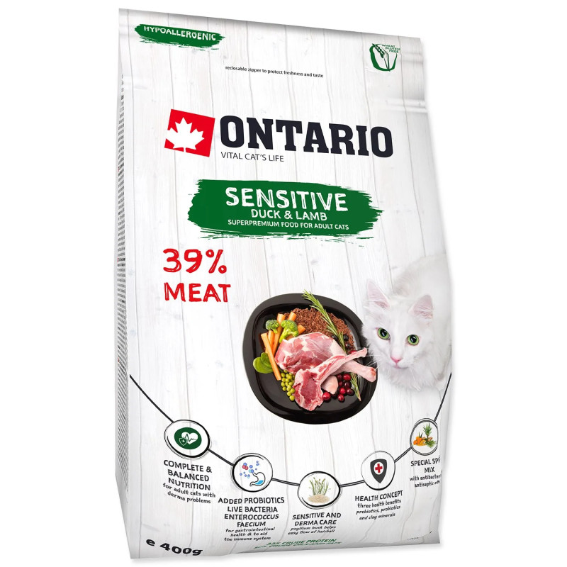 Ontario Cat sensitive/Derma 0,4kg macskaeledel