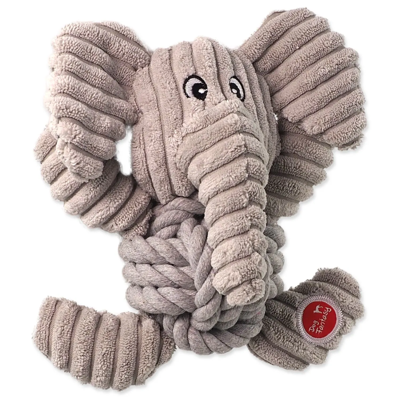 DF Safari elefánt csomóval sípoló játék 18cm