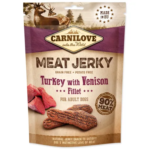 Pochúťka Carnilove Jerky divina a morka, plátky 100g