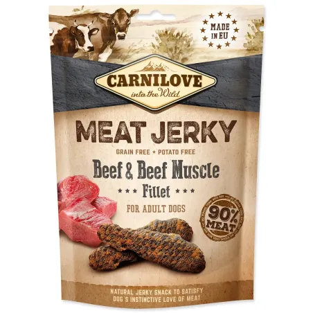 Pochúťka Carnilove Jerky hovädzie so svalovinou, plátky 100g