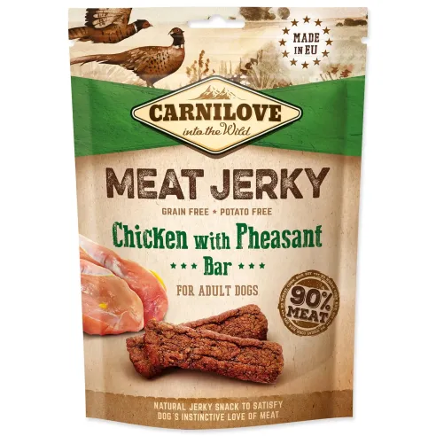 Pochúťka Carnilove Jerky kura a bažant, tyčinky 100g