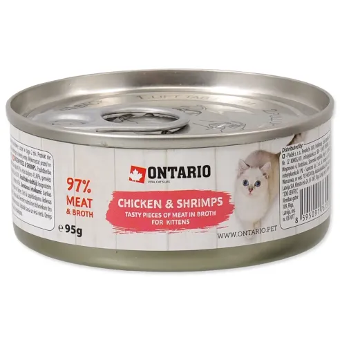 Ontario Kitten konzerv csirkedarabok garnélával 95g